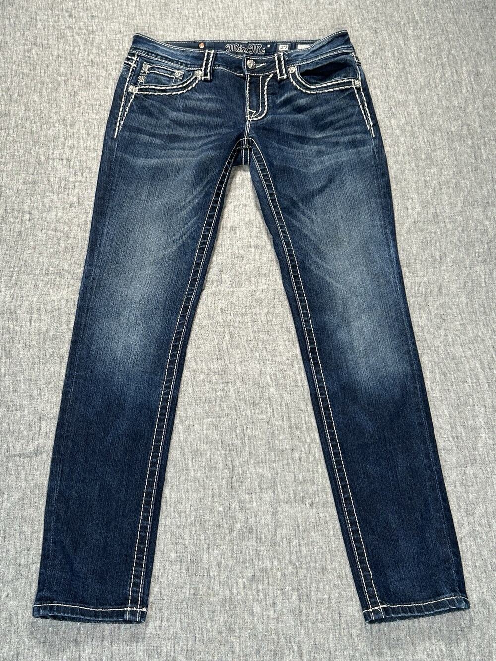 Miss Me JS5014SS8 Jeans Womens 29x31 Blue Denim Low Rise Stretch Y2K Rhinestones